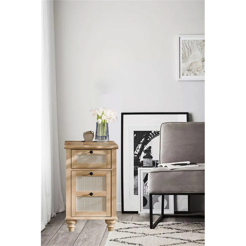 Table de chevet moderne avec station de charge et tablette ouverte
