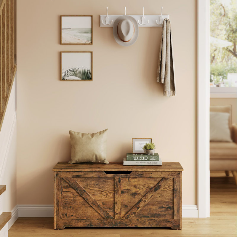 Storage Trunk With 2 Safety Hinges, Brown