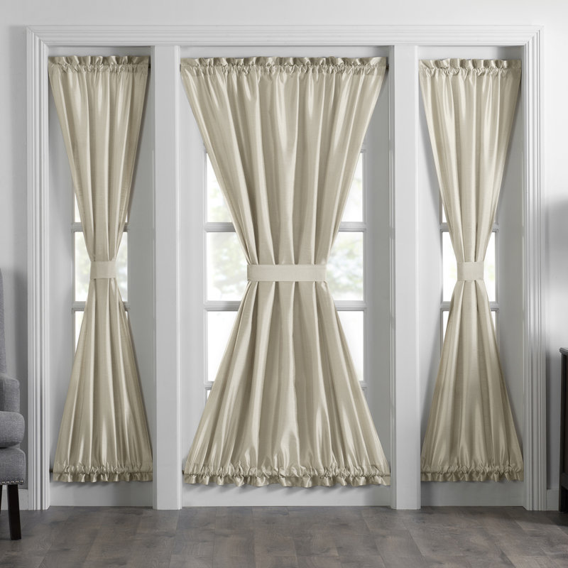 Mullan Polyester Light Filtering French Door Curtain Panel, Ivory