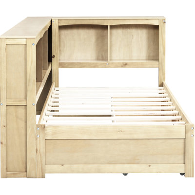 Twin Size Daybed With Storage Drawers, Ports And Handy Facilities In Wood Color Chargers Cabinetry