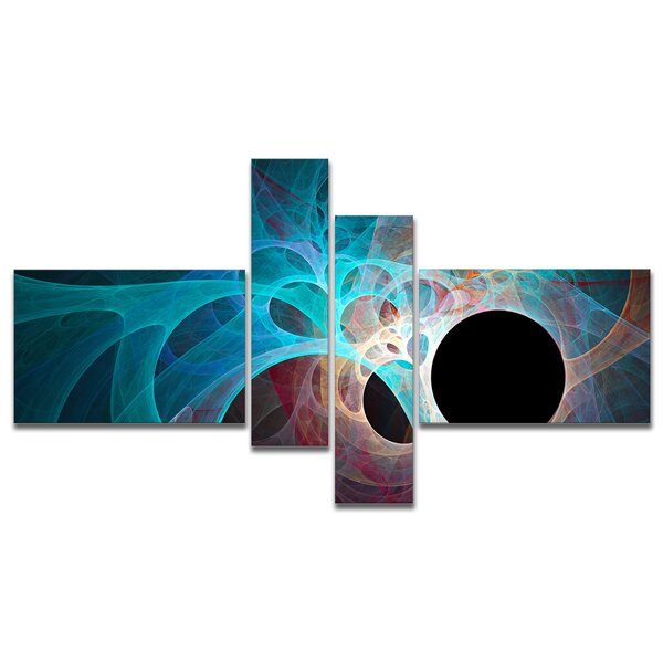Bless international Fractal Angel Wings In Blue On Canvas 4 Pieces ...