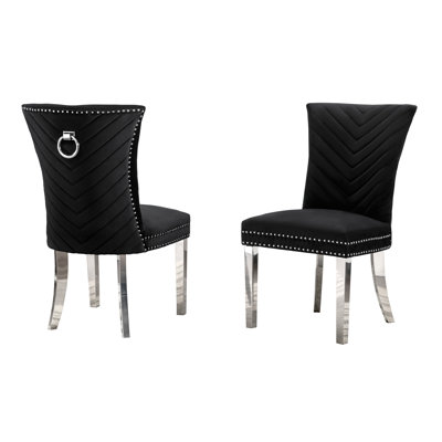 19'' H Velvet Upholstered Metal Side Chair
