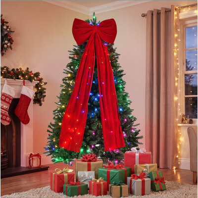 6 ft Prelit Christmas Tree with 300 LED Lights, App Control, Aspen Artificial Christmas Tree, Multi-Color RGBW Lights, with Large Bow
