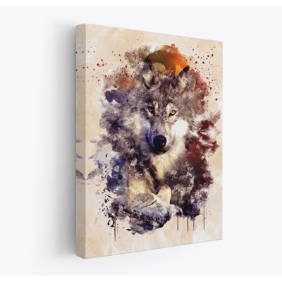 Wolf Colour Splash - Wrapped Canvas Art Prints