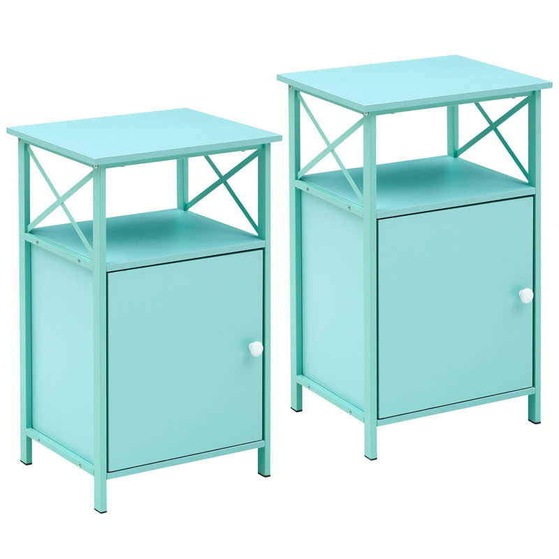 Iron Bedside Table, Light Blue
