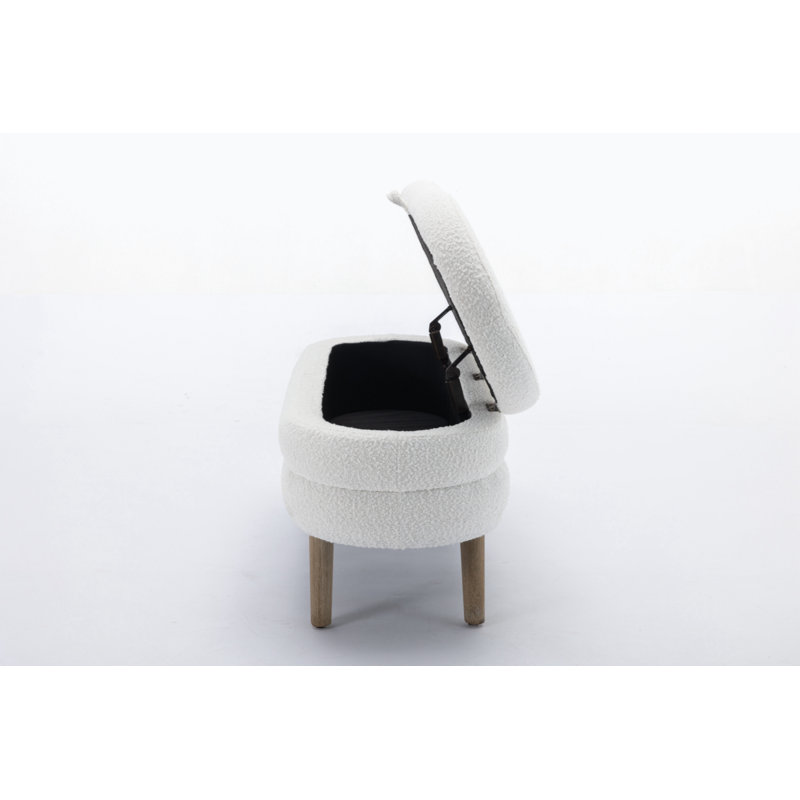 Noelany Upholstered Storage Bench, White Boucle