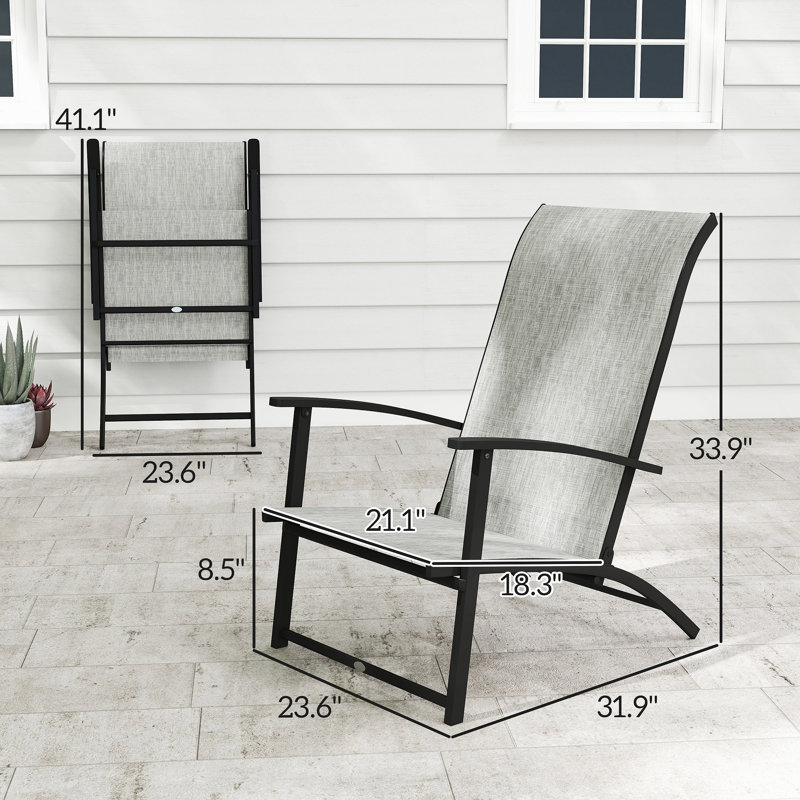 Ensemble de 2 chaises d'extérieur pliantes, Gris