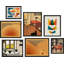 Collage Mid-Century, formes abstraites, art moderne bohème chic pour le salon, la chambre à coucher, le bureau, impression encadrée sur papier, 7 pièces-92584133