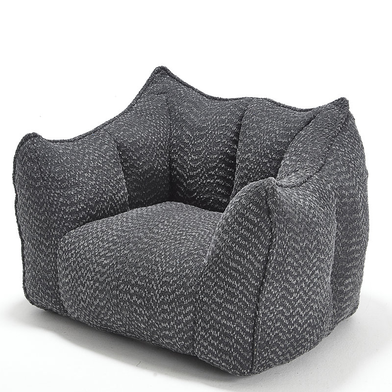 Thaloria Bean Bag Chair Lazy Sofas, Black Chenille, 30.7" H x 47.2" W x 36.2" D
