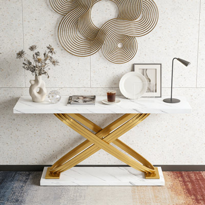 Table d'entrée moderne pour canapé en faux marbre