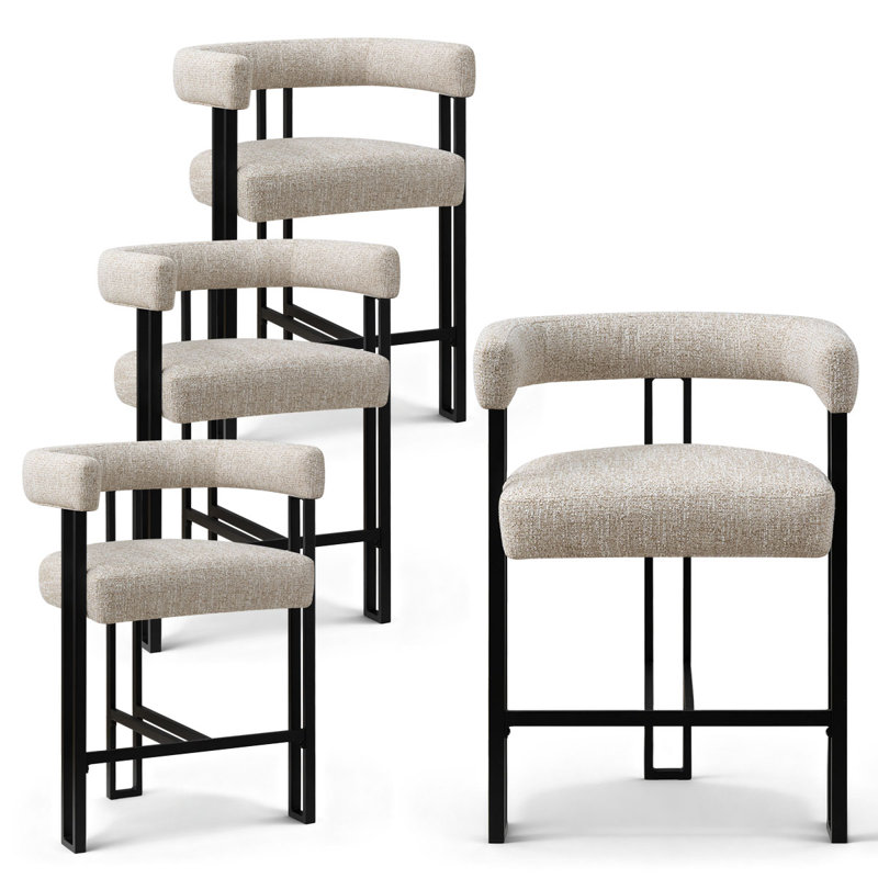 24" Upholstered Tweed Counter Stool, Oatmeal