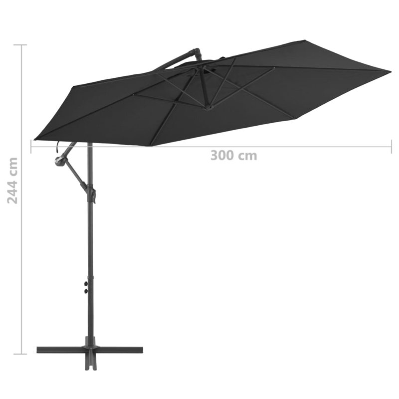 Aftinia 300cm Parasol, Black