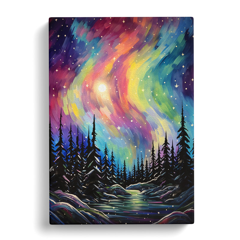 Northern Lights Expressionism - Wrapped Canvas Print, 60cm H x 40cm W x 3cm D