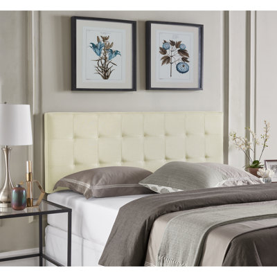 Keymond Classic Tufted Adjustable Upholstered Full Size Headboard in Linen Fabric, Metal Legs