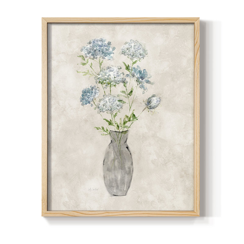 «Blue Lace Bouquet II», reproduction encadrée - bois massif, Naturel, H 30 po x l 24 po