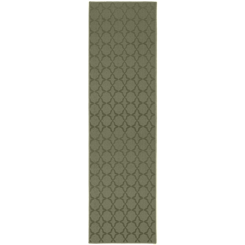 Tapis touffeté à motif géométrique sauge Togut, Tapis de couloir 3 pi x 12 pi