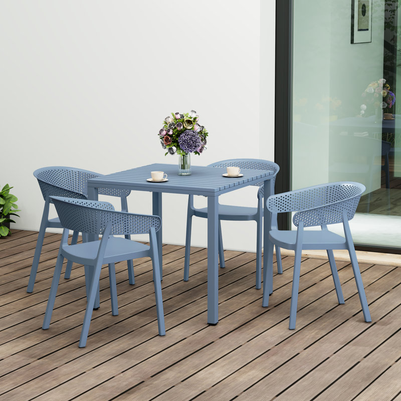 Ensemble repas carré pour 4 personnes, Bleu