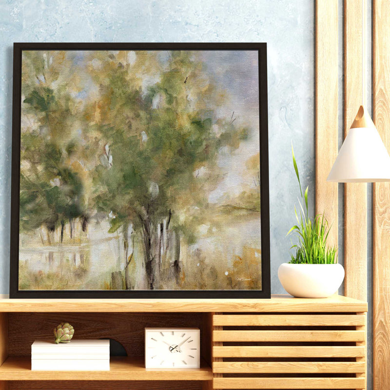 Waterway Grove par Carol Robinson - Peinture, L 39,5 po x H 39,5 po, Encadrement brun