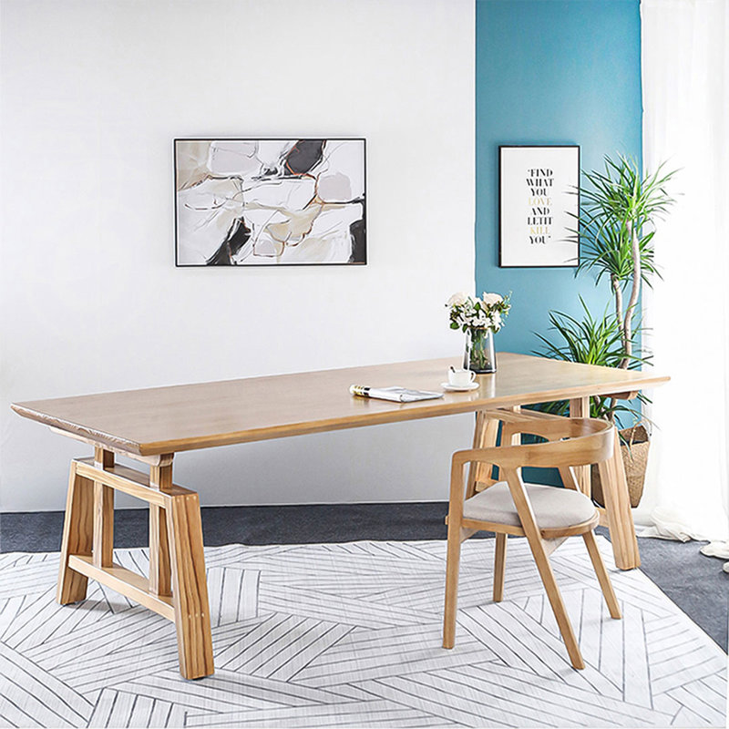 Table de salle à manger moderne Modern Burlywood, H 29,53 po x L 27,56 po x l 62,99 po
