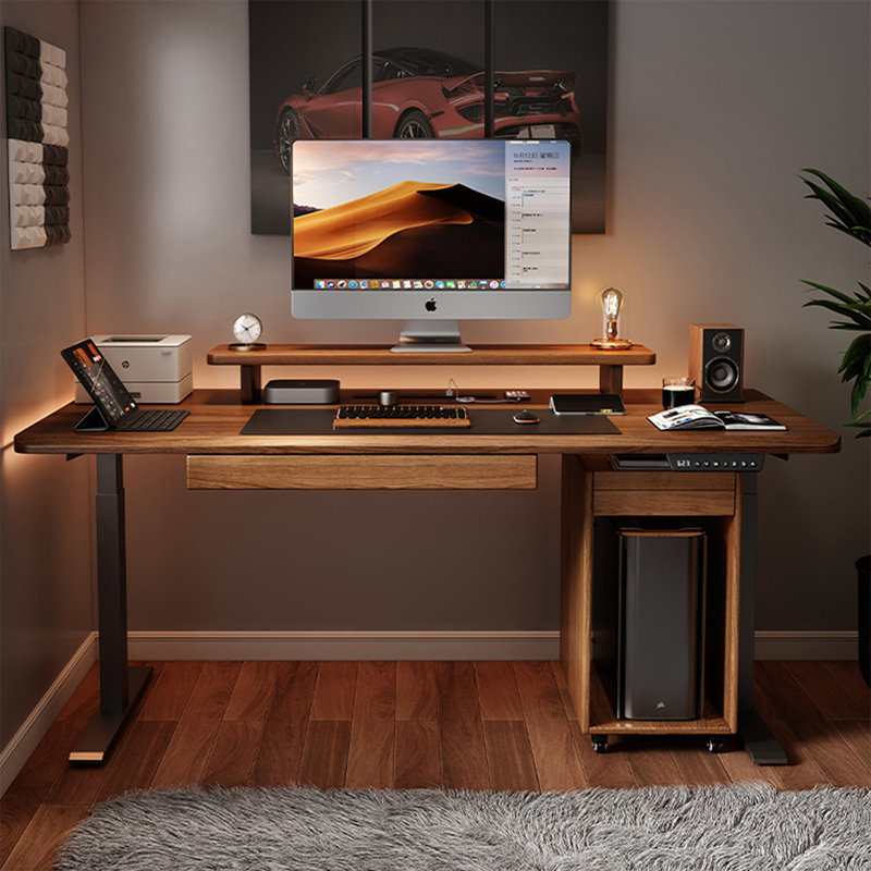 Walnut Rectangular Solid Wood Standing desk, 47.24" H x 70.87" W x 31.5" D