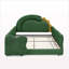 Lit double en forme de dinosaure avec barrière de sécurité, cadre en bois massif, tissu bouclé, vert-841248545