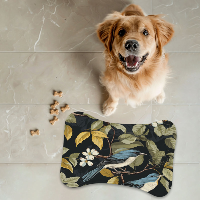 Aviary Flowers - 1 Piece Bone Shape Feeding Mat