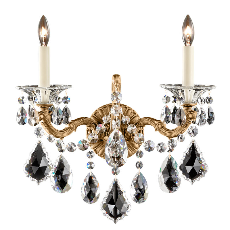 La Scala Candle Wall Light, Etruscan Gold, Handcut Clear