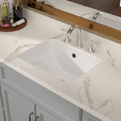 Lavabo de salle de bain sous-comptoir en céramique blanc encastrable L 18 po x l 14 po