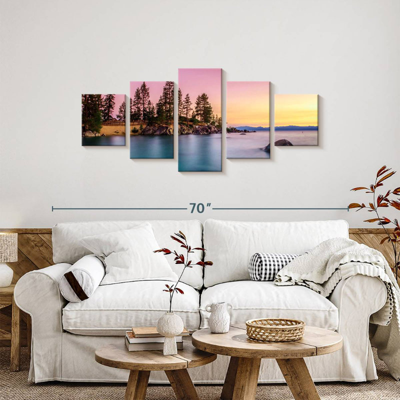 Coucher de soleil au lac Tahoe, H 24 po x l 55 po