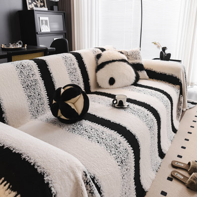 Brushed Cotton Sofa Slipcover With Non-Slip Back