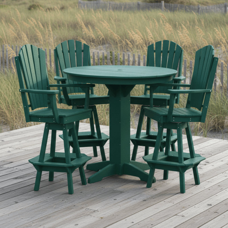 Ensemble de bar 5 pièces en polyéthylène avec table ronde Thompson Adirondack, Aruba, Aruba