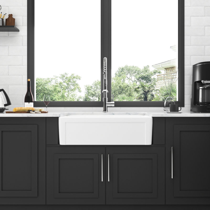 White Ceramic Kitchen Sink - 30 Inch Apron Reversible Single Bowl Durability And Style Practical Character