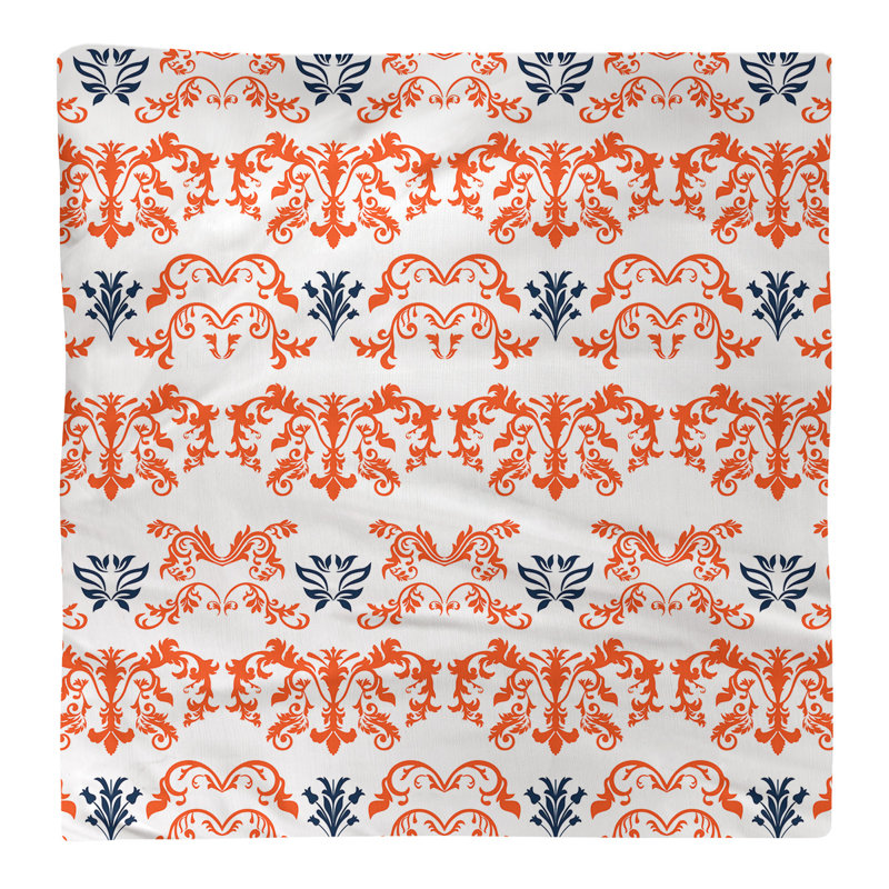 Damask Square Napkin, Orange/White/Blue, Cotton, 10" W x 10" L