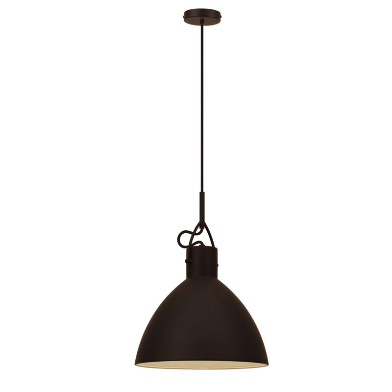 Luminaire suspendu en forme de dôme à 1 lumière Krauss, Noir, H 7,9 po x l 8,6 po x P 8,6 po