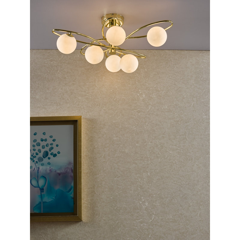 Rochdale Glass Semi Flush Mount, Gold, Opal