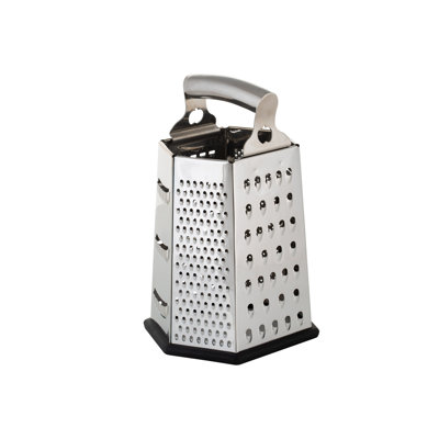 Kitchen Details 6-Sided Box Grater Stainless Steel Professional Multifunctional Cheese Grater Black Color | 9 Inch Chrome Handle | Kitchen Tool
