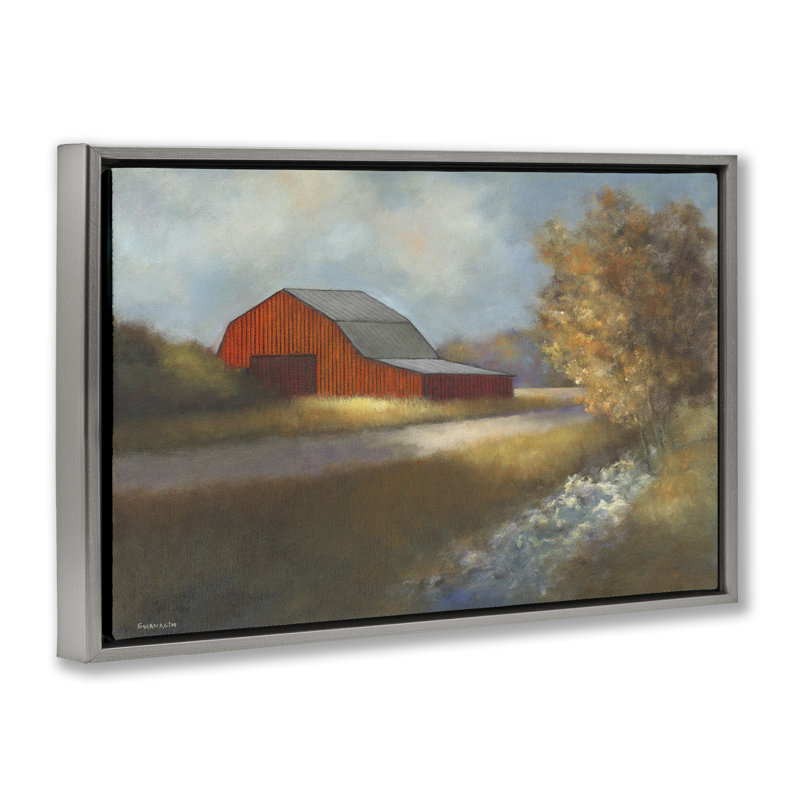 Toile flottante encadrée «Traditional Traditional Barn» par David Swanagin, Cadre flottant gris lustré, H 21 po x l 31 po