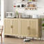 Buffet 70 po en rotin avec rangement, buffet 4 portes avec tablettes réglables-868373174