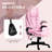 Pink 6 Point Vibrating Massage Office Chair, With Heat, Linen High Back Executive Office Chair, With Reclining Backrest, Padded Armrests And Remote-2036200053