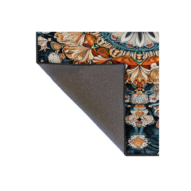 Tapis noir tissé à motif lavable traditionnel Mosso, 2'6" x 4'11"