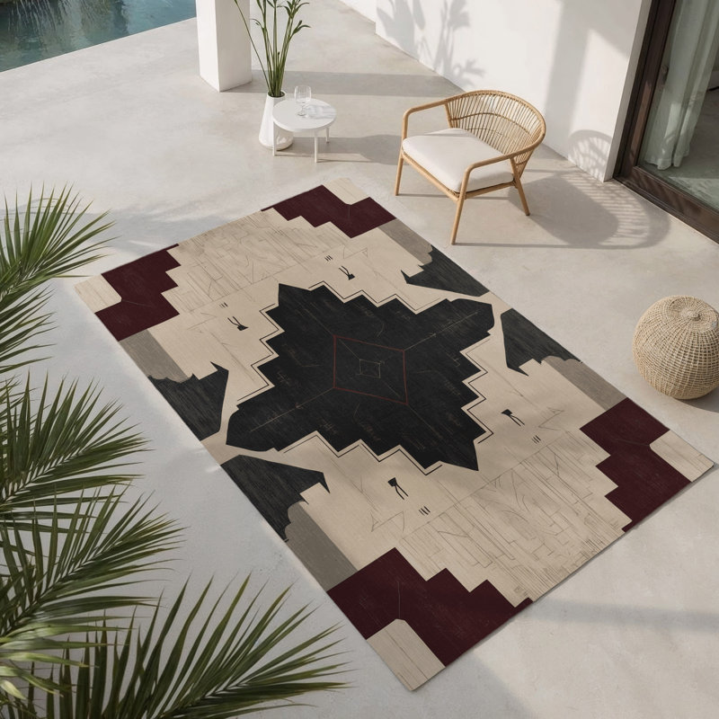 Tapis intérieur et extérieur Monarch's Mosaic, Rectangle 1 pi 6 po x 2 pi 6 po