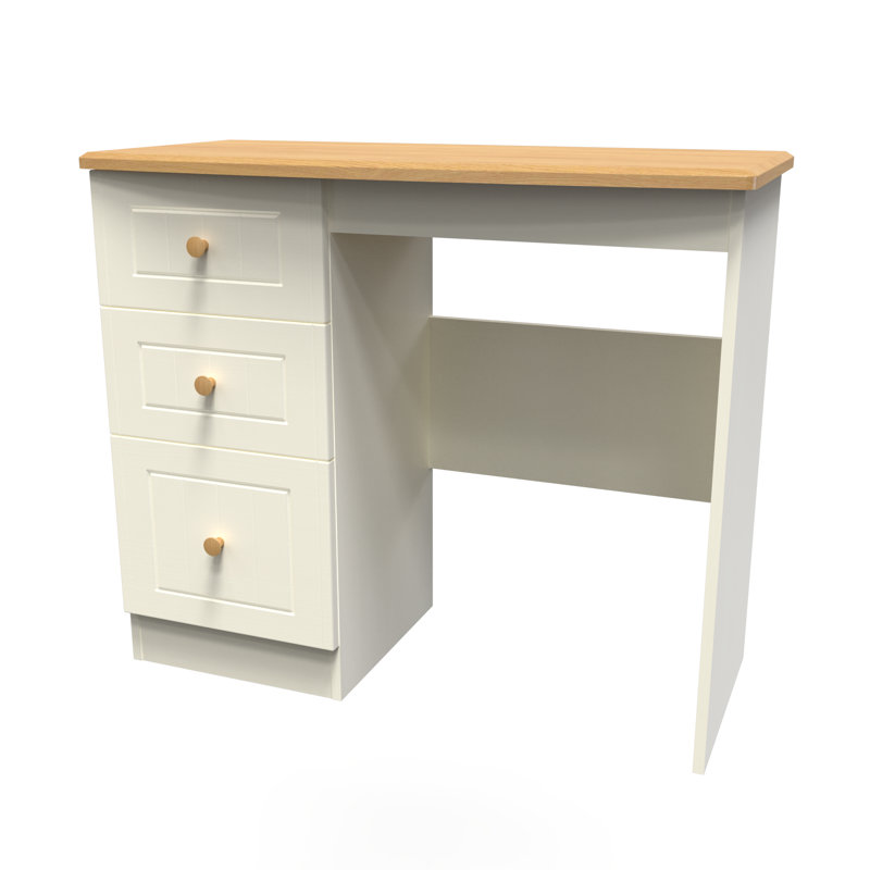 Fully Assembled Saxena Dressing Table, Cream with Oak Finishing