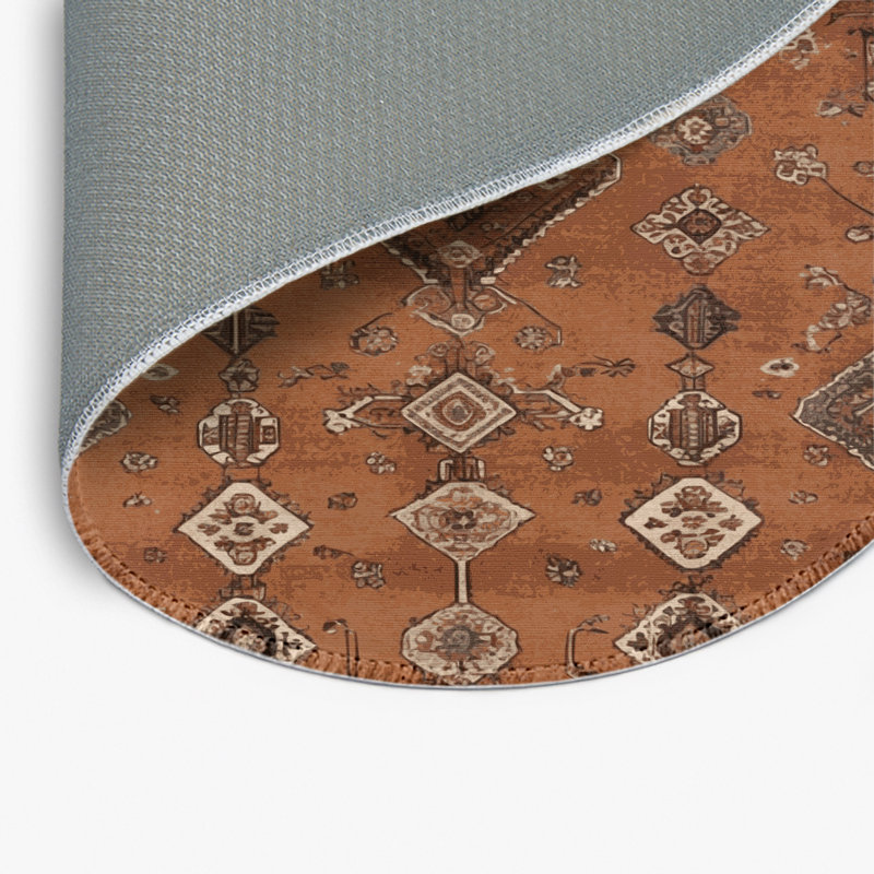 Tapis d'intérieur et d'extérieur brun Persian, Rond 5 pi