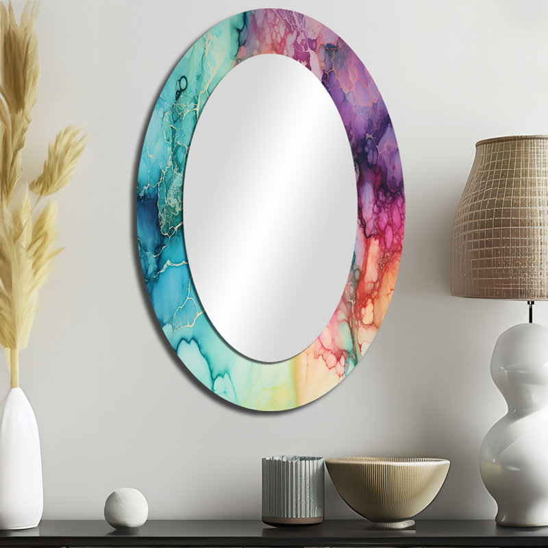 Miroir mural bleu sarcelle Borealis, 36 po x 24 po