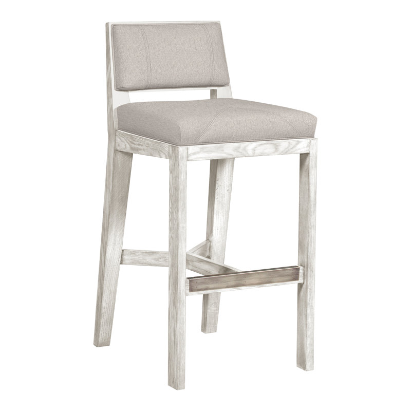 Scoville By Thom Filicia Upholstered Counter Stool with Solid Wood Frame, Casa Blanca, Navada Granite