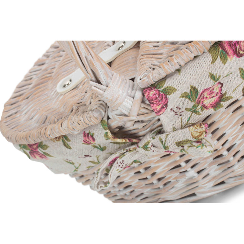 Child sized Lidded Picnic Basket with Garden Rose Lining