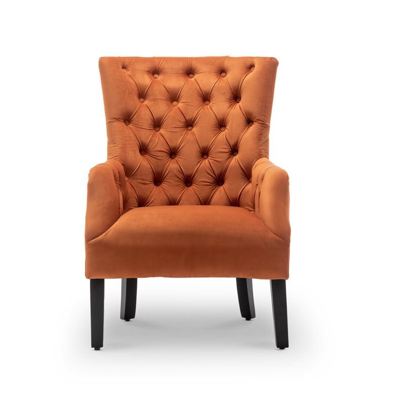 Dority Upholstered Wingback Chair, Orange