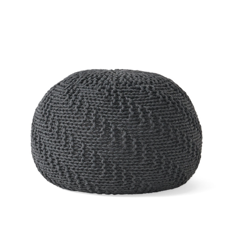Pouf rond 19,75 po Moreland, Coton gris foncé