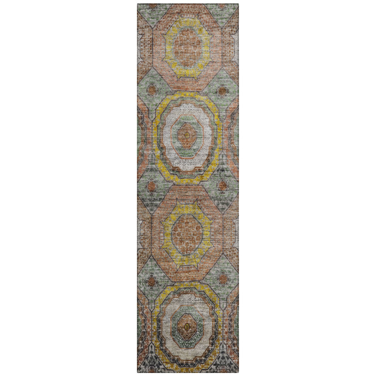 Machine Washable Indoor/Outdoor Xhevrie Sage Rug