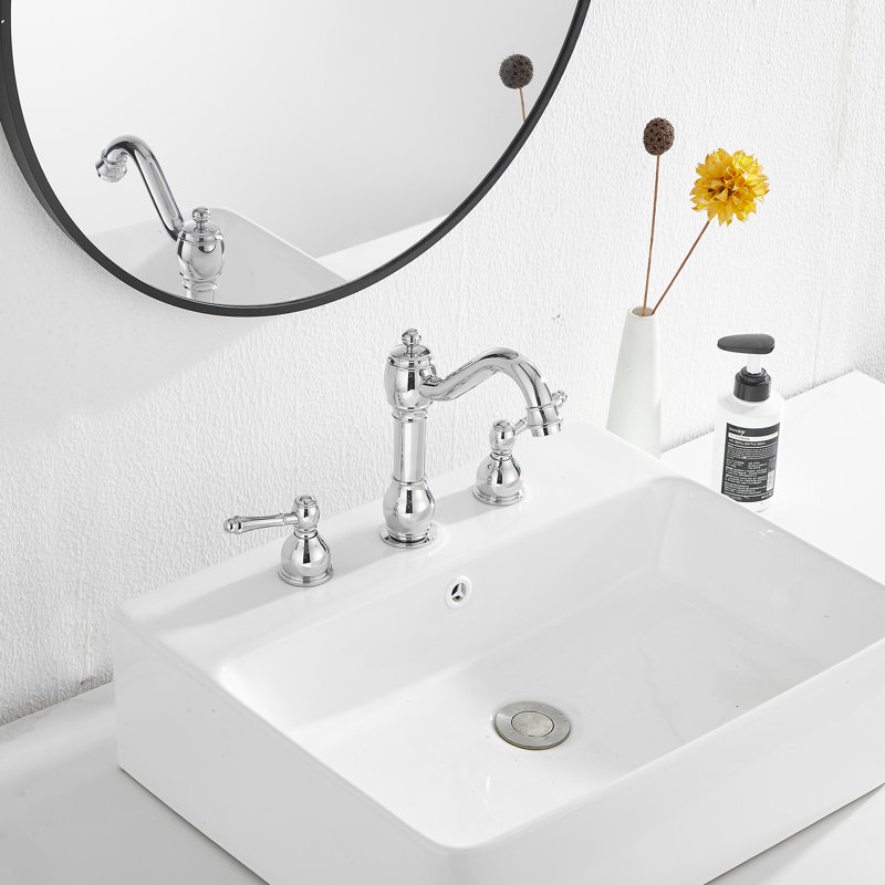 2-handle Bathroom Faucet with Drain Assembly, Polished Chrome